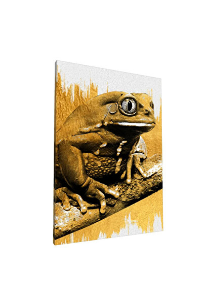 PozaTablou Pânză: Broască aurie pe creangă texturată 80x110 cm