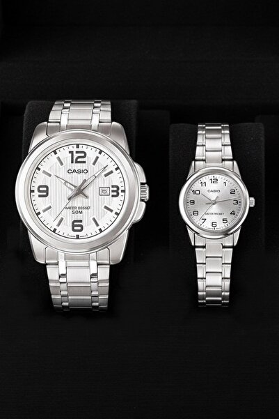 Casio Couple Wristwatch Set Ltp-V001D-7Budf-Mtp-1314D-7Avdf-Set5 Metal Band Analog Casual Gift Box
