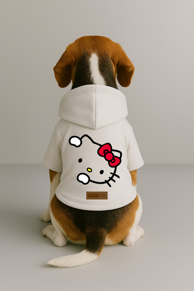 Monopetz Baskılı İçi Polarlı Köpek ve Kedi Kıyafeti & Elbisesi - Beyaz Renk K...