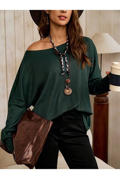 Wear Up Γυναικεία μπλούζα με έναν ώμο με ανοιχτό μανίκι με βάφλα