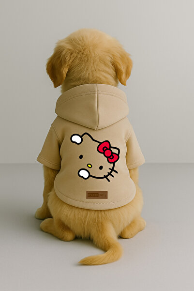 Monopetz Printed Dog and Cat Outfit & Dress with Fleece Inside - Beige Color ...