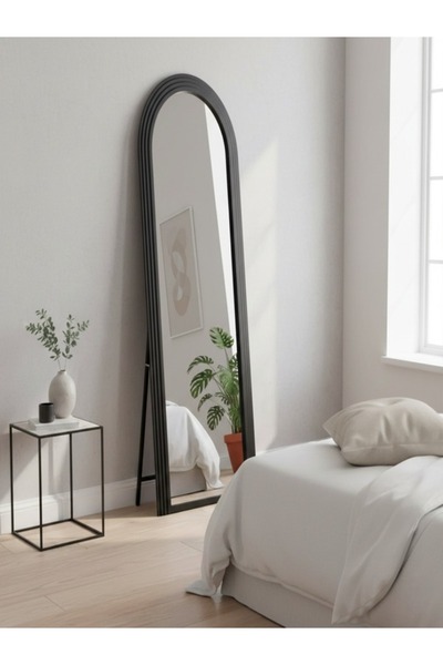 Bec4 مرآة ستاند خشب أرضية -180 سم -بإطار مقوّس
