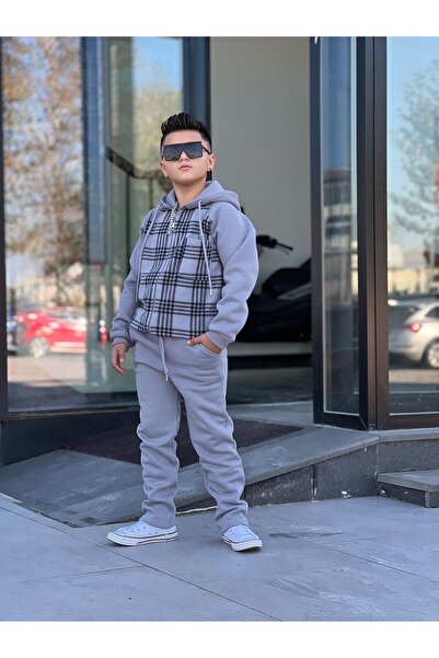 Burçak Butik Αγορίστικο χειμερινό σετ με φλις επένδυση, κουκούλα, ελαστική μέ...