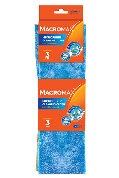 MACROMAX Microfibre Cleaning Cloth 3 Pcs Ultra Absorbent Lint-Free Cloths