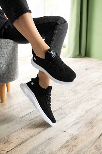 WALK WHİTE Black and White Women's Sneaker 0121399