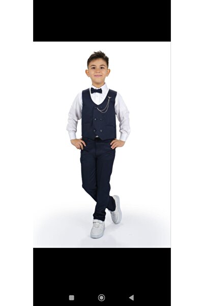 renkli diyar Boy's tuxedo set vest shirt fabric pants and bow tie set holiday wedding