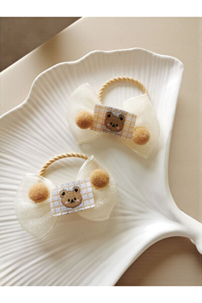 Halley Concept Cream Color Elastic Children's Bowknot Hair Clip