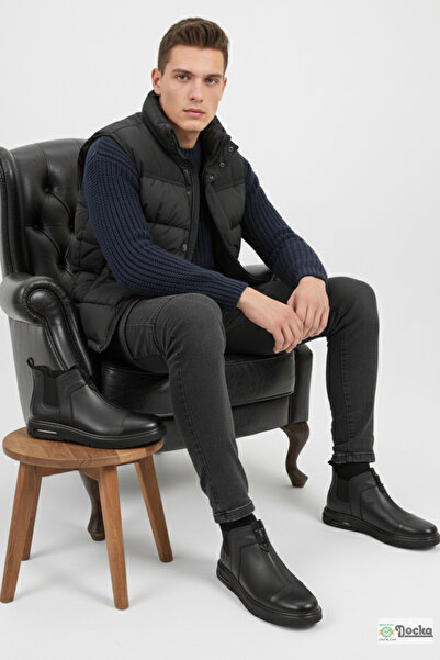 MARCOMEN Erkek Hakiki Deri Ortopedik Klasık Tarz Yarım Kısa Boğaz Günlük Bot ...