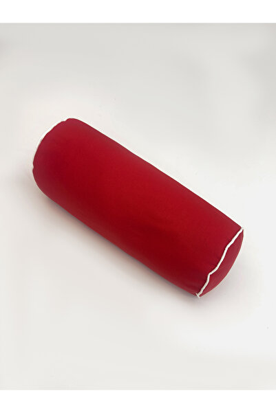 Galia Tasarım Lungo - Red Cylinder White Piped Sausage Roll Pillow