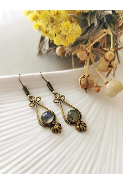 Halley Concept Natural Stone Brass Earrings