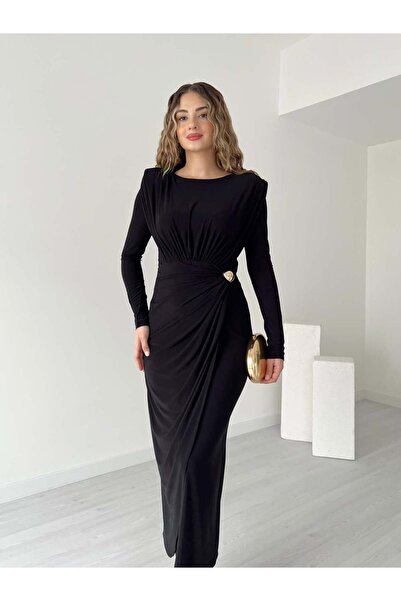 tiamoda Omuz Vatkalı Broşlu VALVERD Elbise