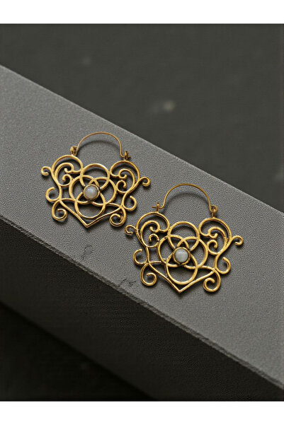 Halley Concept Natural Stone Ethnic Brass Earrings