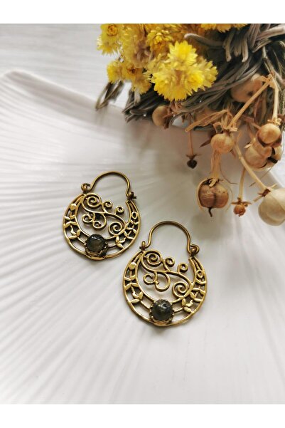 Halley Concept Natural Stone Ethnic Brass Earrings