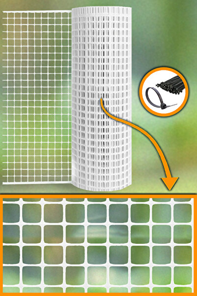 Morilu BEYAZ Plastik Bahçe Çit Perde - 20 mm Göz - Dekoratif Plastik Çit Örtü...