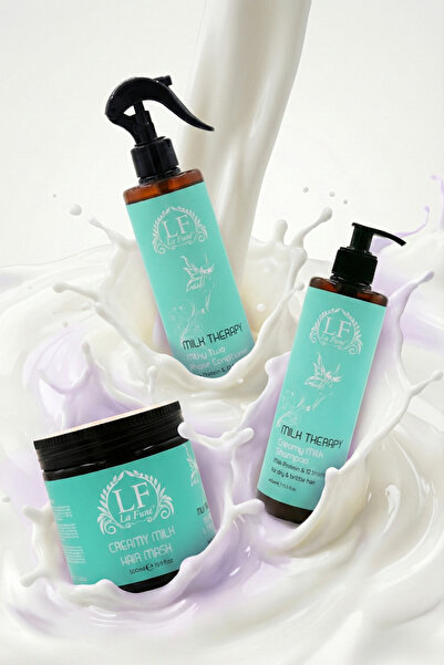 LF Lafune Süt Proteinli Saç Bakım Seti Kuru Saçlara Nem ve Onarım Tuzsuz Şamp...