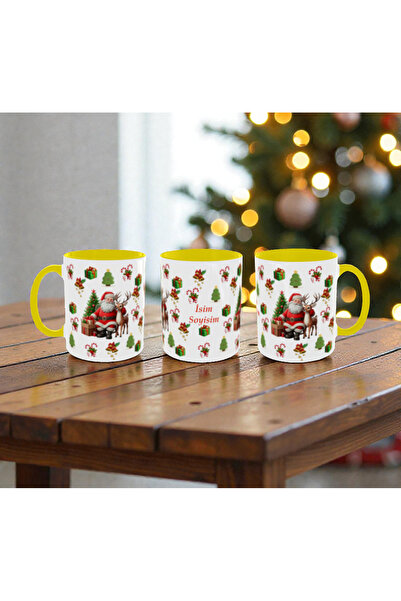 ALPŞAN TİCARET Kişiye Özel Yılbaşı Temalı Kupa – İsim Yazılı Noel Baba ve Gey...