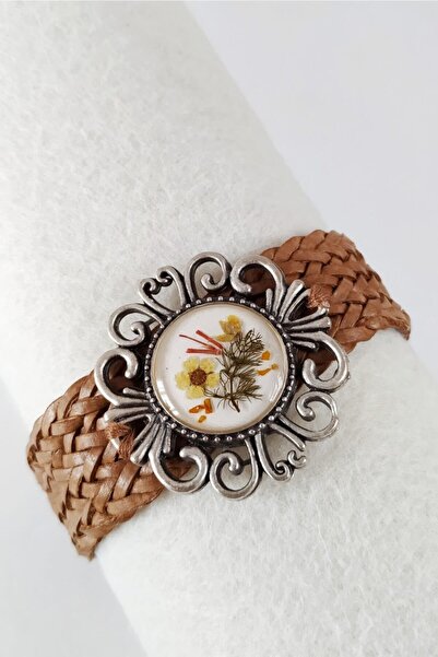 Halley Concept سوار نسائي مصنوع يدويًا من الإيبوكسي الزهري الحقيقي