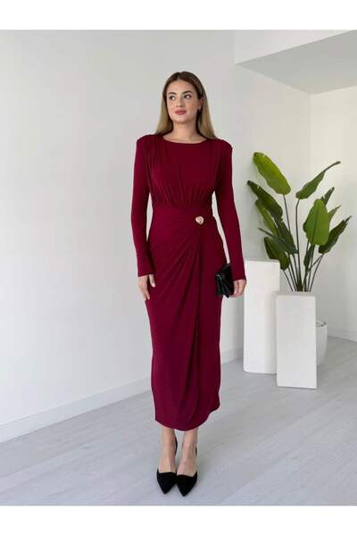 tiamoda Omuz Vatkalı Broşlu VALVERD Elbise