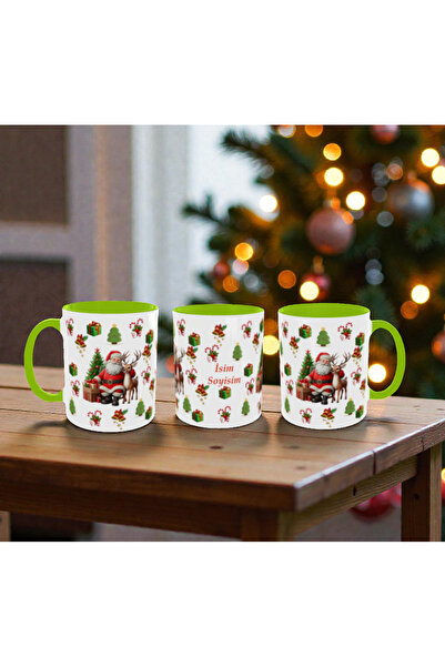 ALPŞAN TİCARET Kişiye Özel Yılbaşı Temalı Kupa – İsim Yazılı Noel Baba ve Gey...