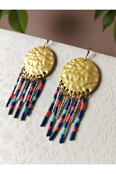 Halley Concept أقراط نحاسية ملونة على الطراز البوهيمي