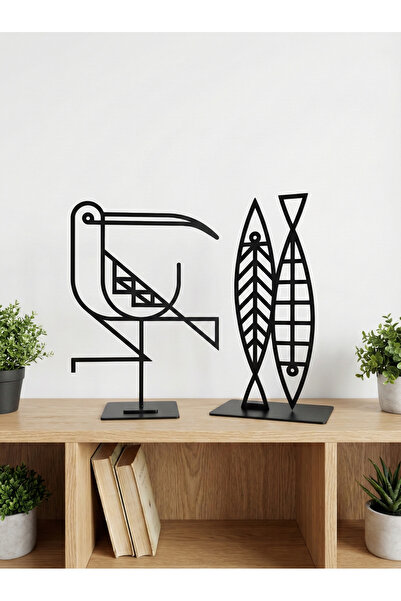 KUZZOO Ev Dekoratif Kuş Balık Biblo Ev Aksesuarı 28cm Özel Tasarım Minimalist...