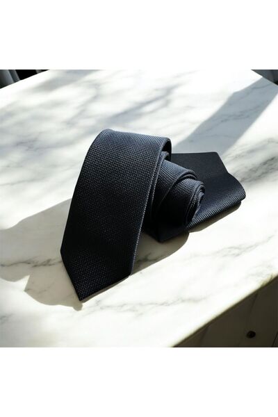 ZEKTON مجموعة منديل ربطة عنق باللون الأزرق الداكن |   أناقة عميقة 5 سم