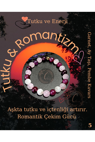 Doğal Tasarım الشغف والرومانسية (الشغف والطاقة) سوار من الحجر الطبيعي