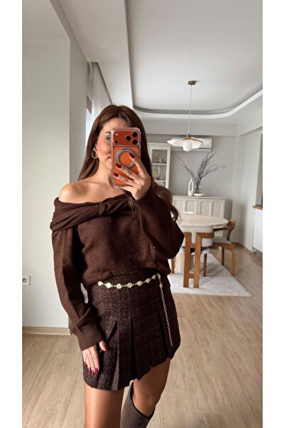 Fistan Byn Melisa Düğüm Yaka Kazak Kahve