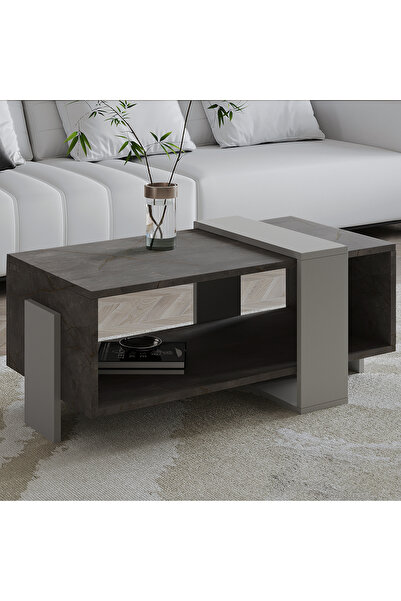 İNARCH DİZAYN Meleni Orta Sehpa – 90 cm Modern Tasarım – Raflı Gordion Mermer...