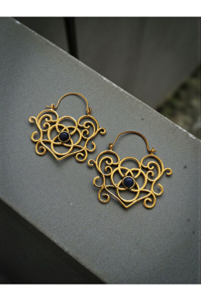 Halley Concept Natural Stone Ethnic Brass Earrings