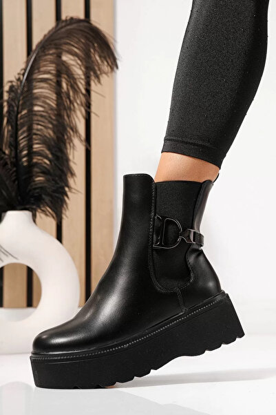 Zaira Γυναικείες μαύρες γούνινες μπότες από οικολογικό δέρμα Dalia #23074 - 40