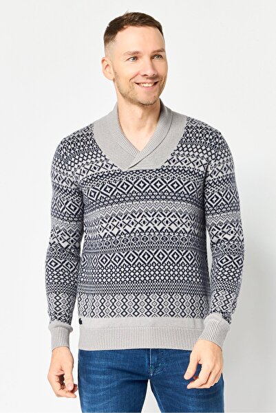 Lacoste Men Split Neck Allover Print Sweater, Multicolor