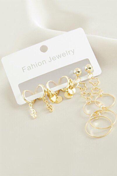 Marsilyan 6Pcs Pearl & Stone Hoop Earrings