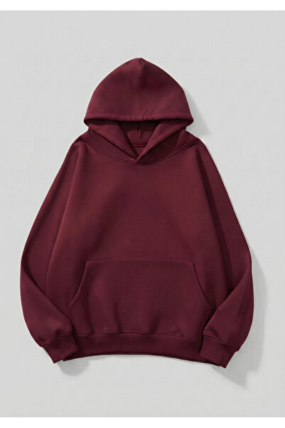 uyguntarz Unisex Yumuşak Dokulu 3 İplik Maroon Oversize Sweatshirt