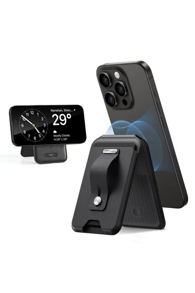 ESR leather wallet with MagSafe holder and RFID tech Geo, black