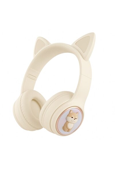 Andowl Căști wireless drăguțe cu urechi de pisică, Bluetooth 5.3, 18 ore, albe