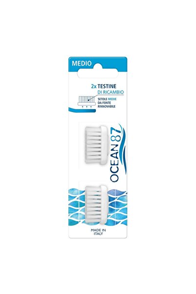 Piave Set of 2 Medium brush refills 100% vegetable fiber Ocean87 toothbrush