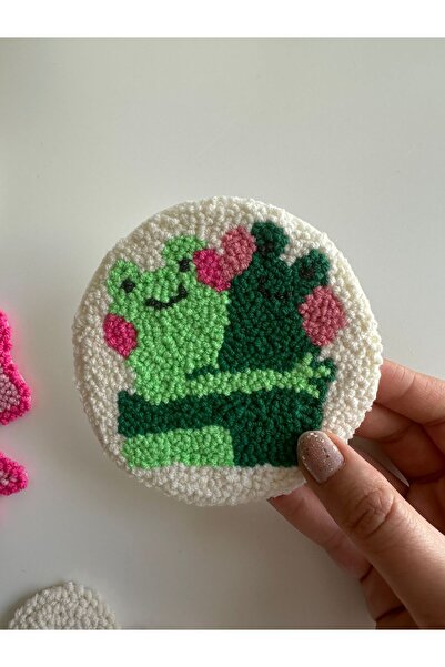 asyakuş Efsarstudio Handmade Punch Needle Coaster Frog Coaster
