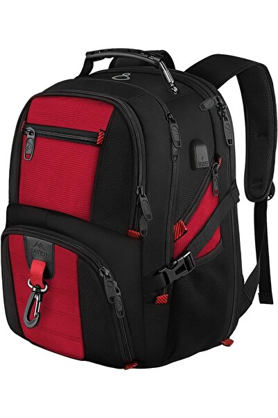 MATEIN Rucsac pentru laptop de 17 inch - rezistent la apă, port de încărcare USB, antifurt (roșu)