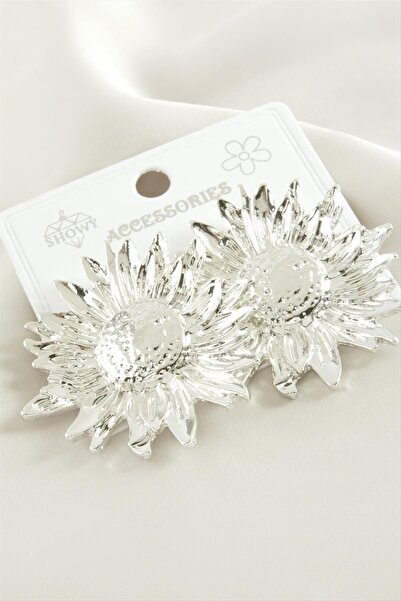 TakÇalıştır Moon Flower Metal Earrings