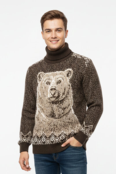 Pulltonic Ανδρικό πουλόβερ με ζωικό σχέδιο με ζιβάγκο