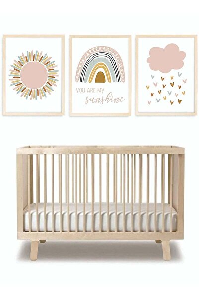 Generic Rainbow Canvas Print Nursery Wall Art Pink Cloud for Girl Bedroom 12x16 Inch Unframed