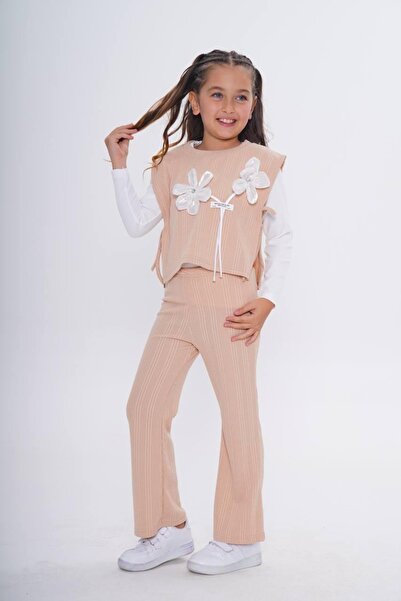 tunays shopping Set de 3 piese pentru fetiță, cu accesorii florale, top, pant...