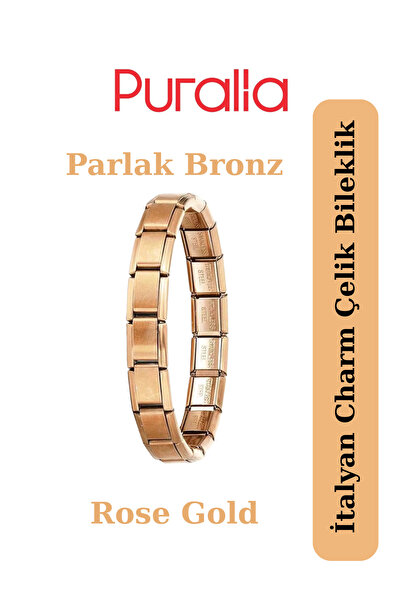 Puralia Italian Charm Steel Bracelet - Shiny Bronze (Shiny Rose Gold) Without...