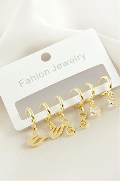 OSENSE 6 قطع من أقراط على شكل قلب من حجر اللؤلؤ الأبيض