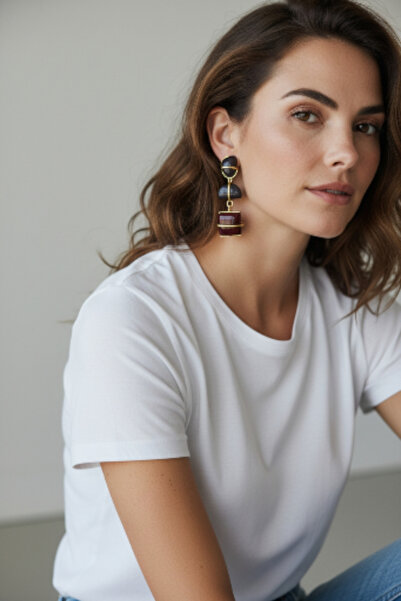 Alyas Aksesuar أقراط هندسية كبيرة متدلية عصرية