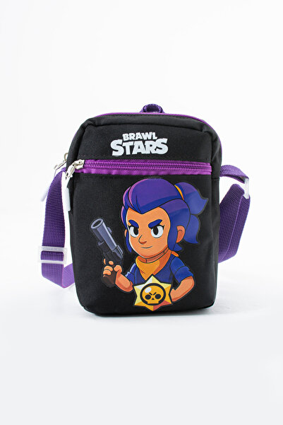 YOUOY Geantă de umăr pentru copii Brawl Stars Shelly – 3 compartimente – țesătură impermeabilă (21×16×6 cm)