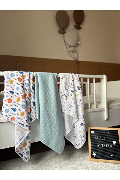 Müslin kumaş bebek battaniyesi,Çok amaçlı müslin örtü 3’lü set,%100 pamuklu bebek battaniye