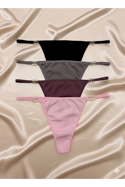 Oprah Kadın 4 Lü Paket Aksesuarlı String Külot