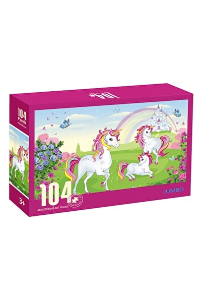 OEM Puzzle 3 Unicorns, Castle and Rainbow (104 pieces)